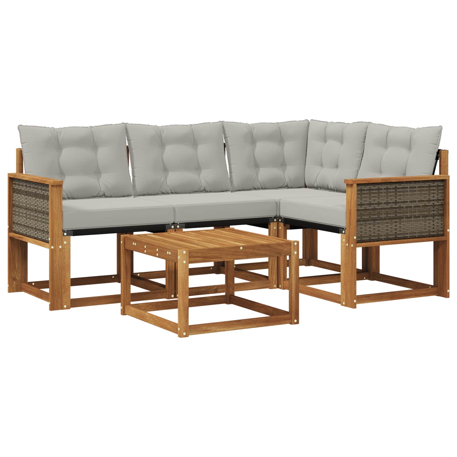 Outdoor-Sofagarnitur mit Kissen 5 pcs Natürlich und Hellgrau