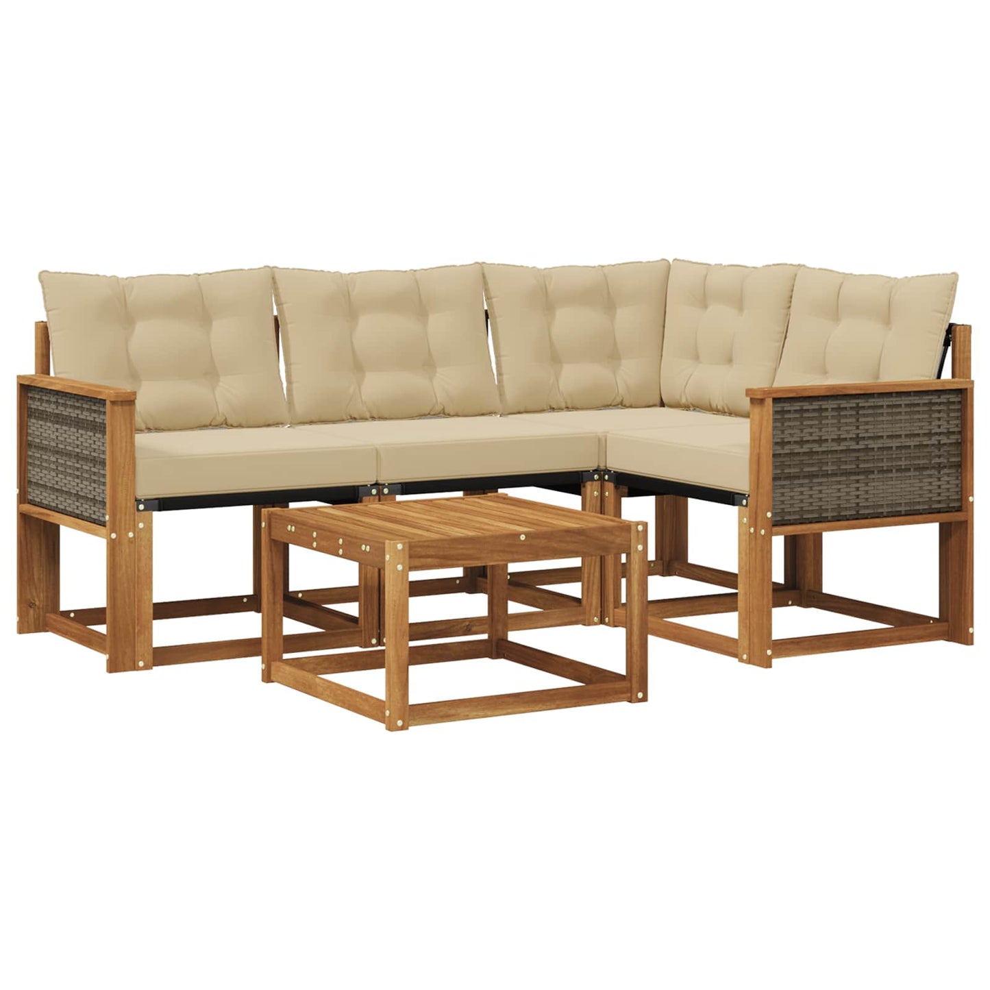 Outdoor-Sofagarnitur mit Kissen 5 pcs Natur und Beige