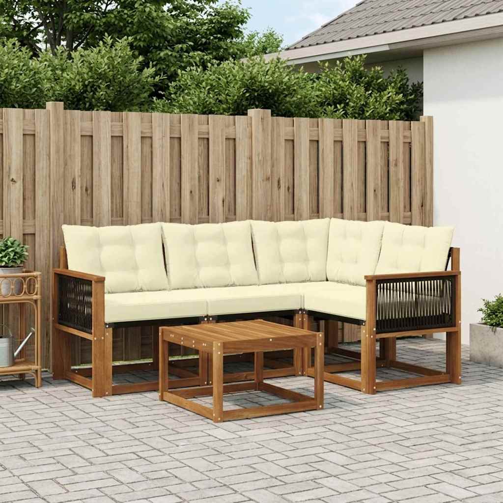 Outdoor-Sofagarnitur 5 stk. Natur und Creme