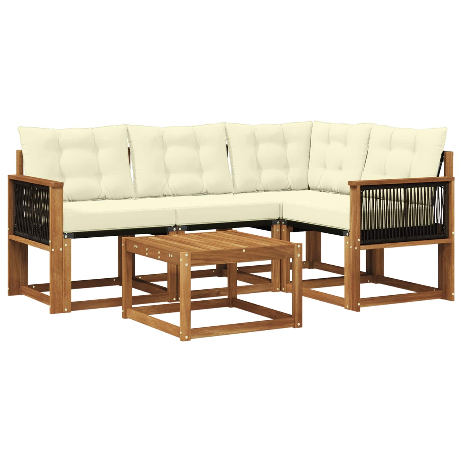 Outdoor-Sofagarnitur 5 stk. Natur und Creme