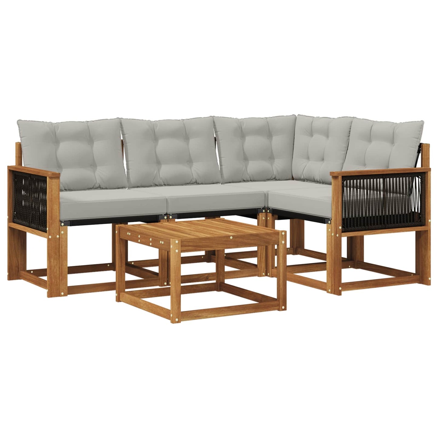 Outdoor-Sofagarnitur mit Kissen 5 pcs Natürlich und Hellgrau