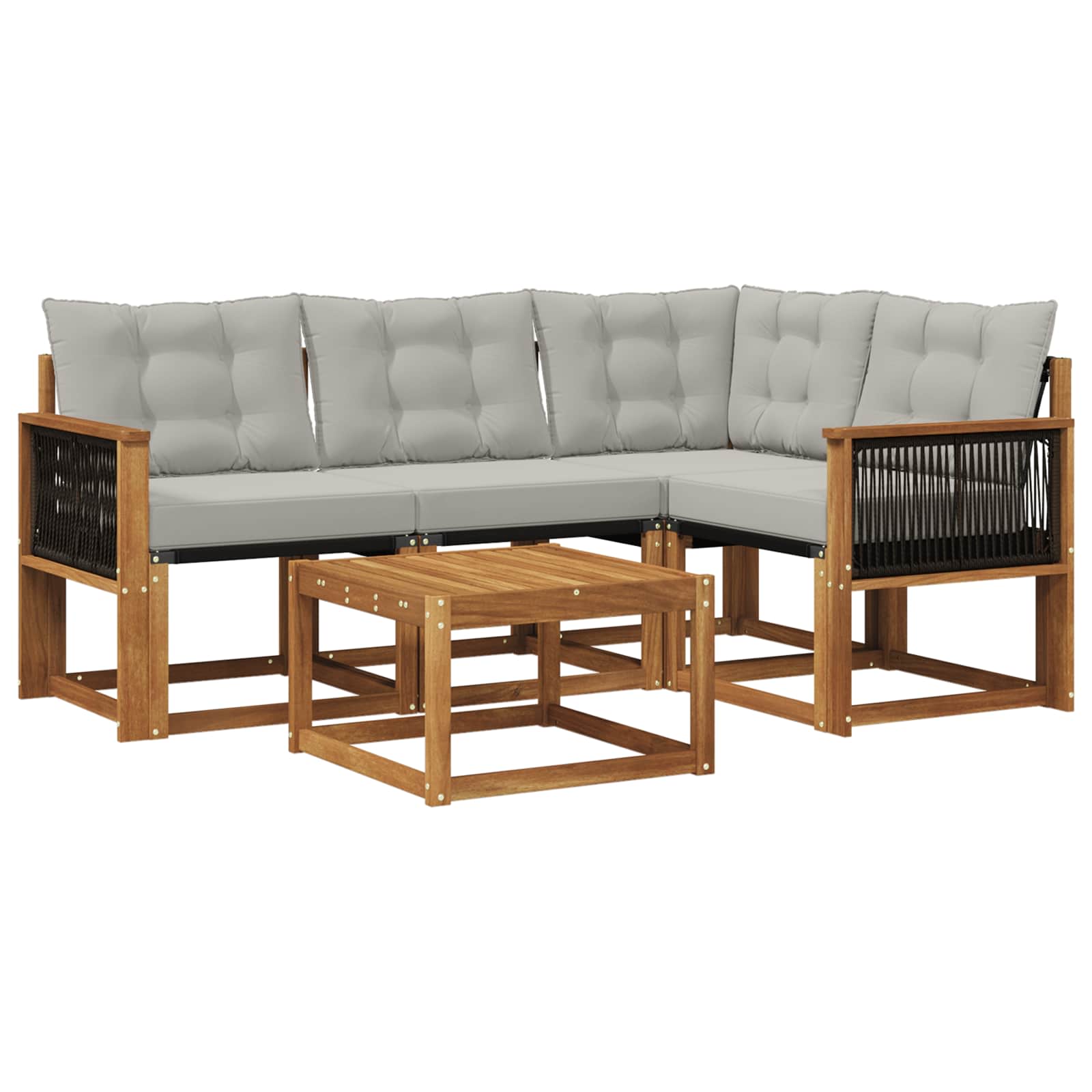 Outdoor-Sofagarnitur mit Kissen 5 pcs Natürlich und Hellgrau