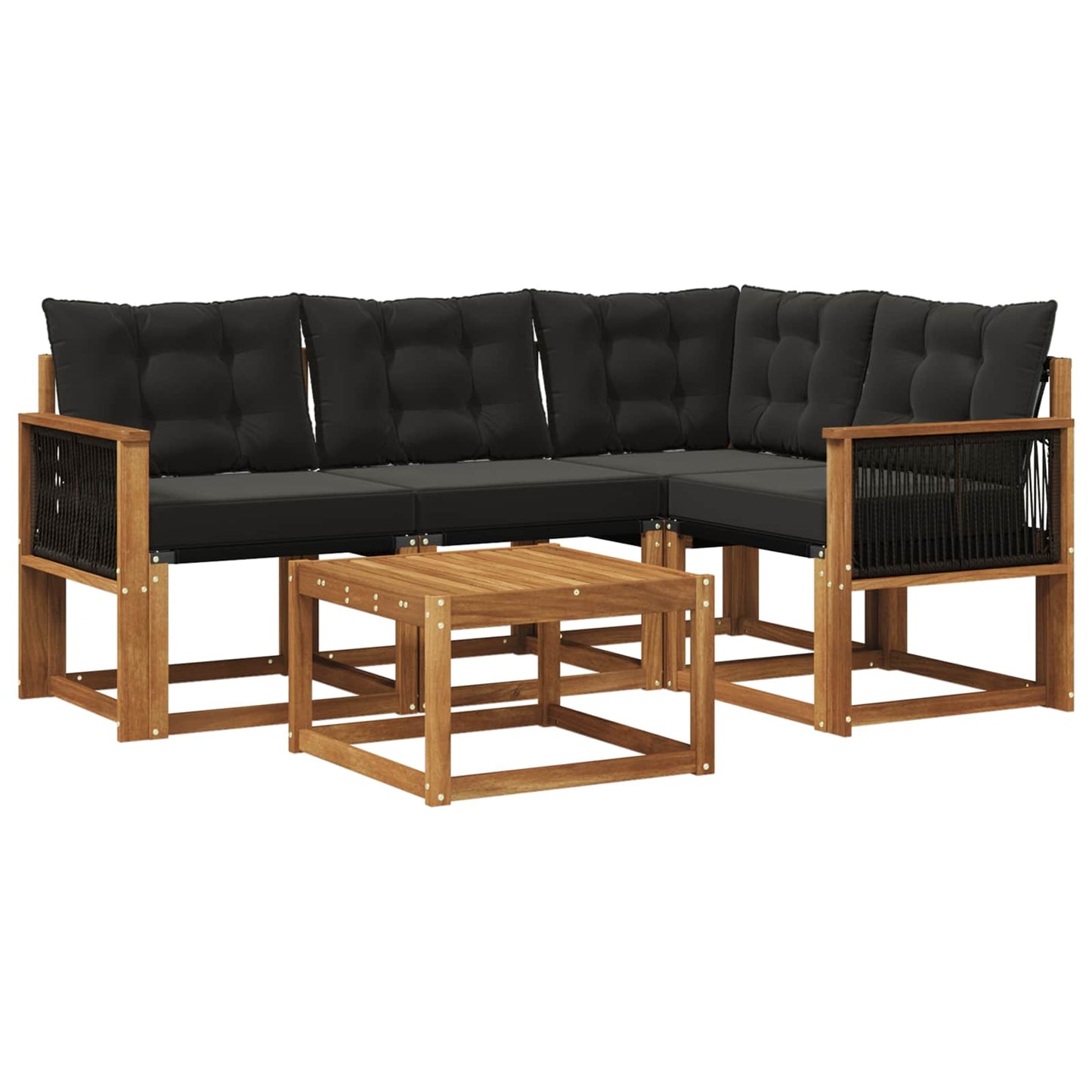 Outdoor-Sofagarnitur mit Kissen 5 pcs Natürlich und Schwarz