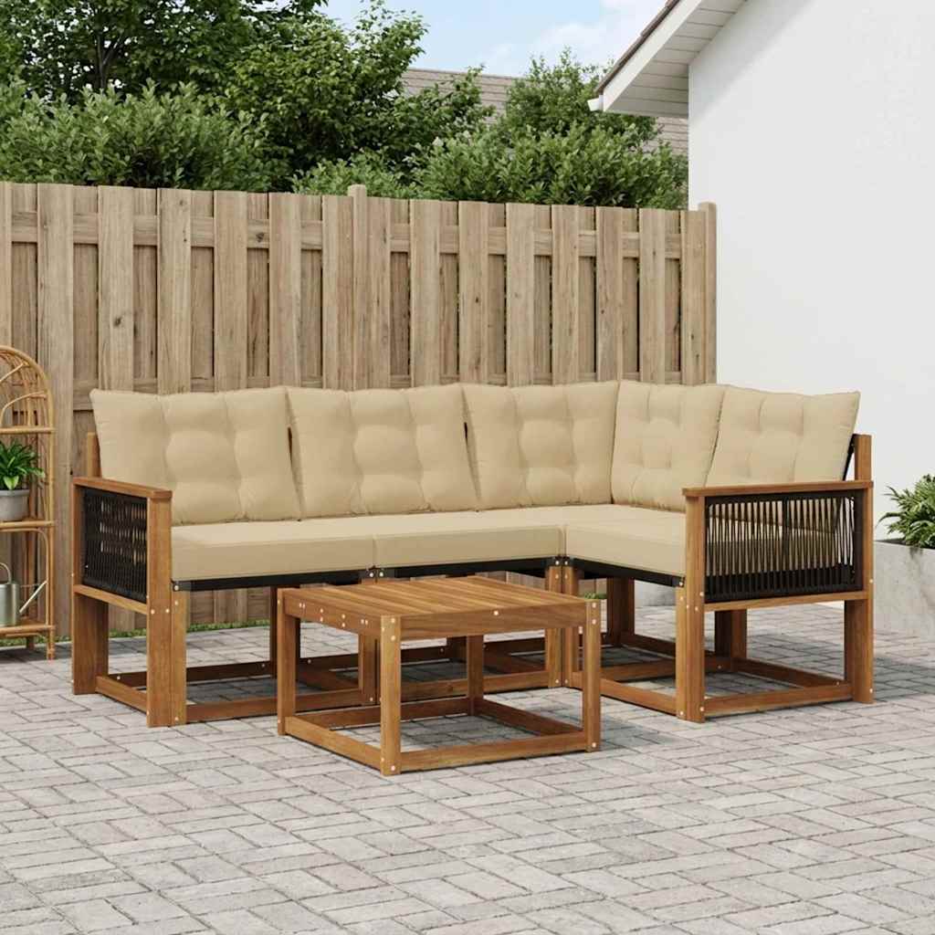 Outdoor-Sofagarnitur 5 stk. Natur und Beige