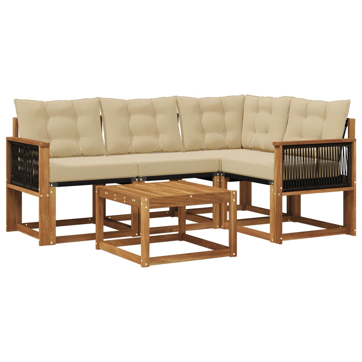Outdoor-Sofagarnitur 5 stk. Natur und Beige