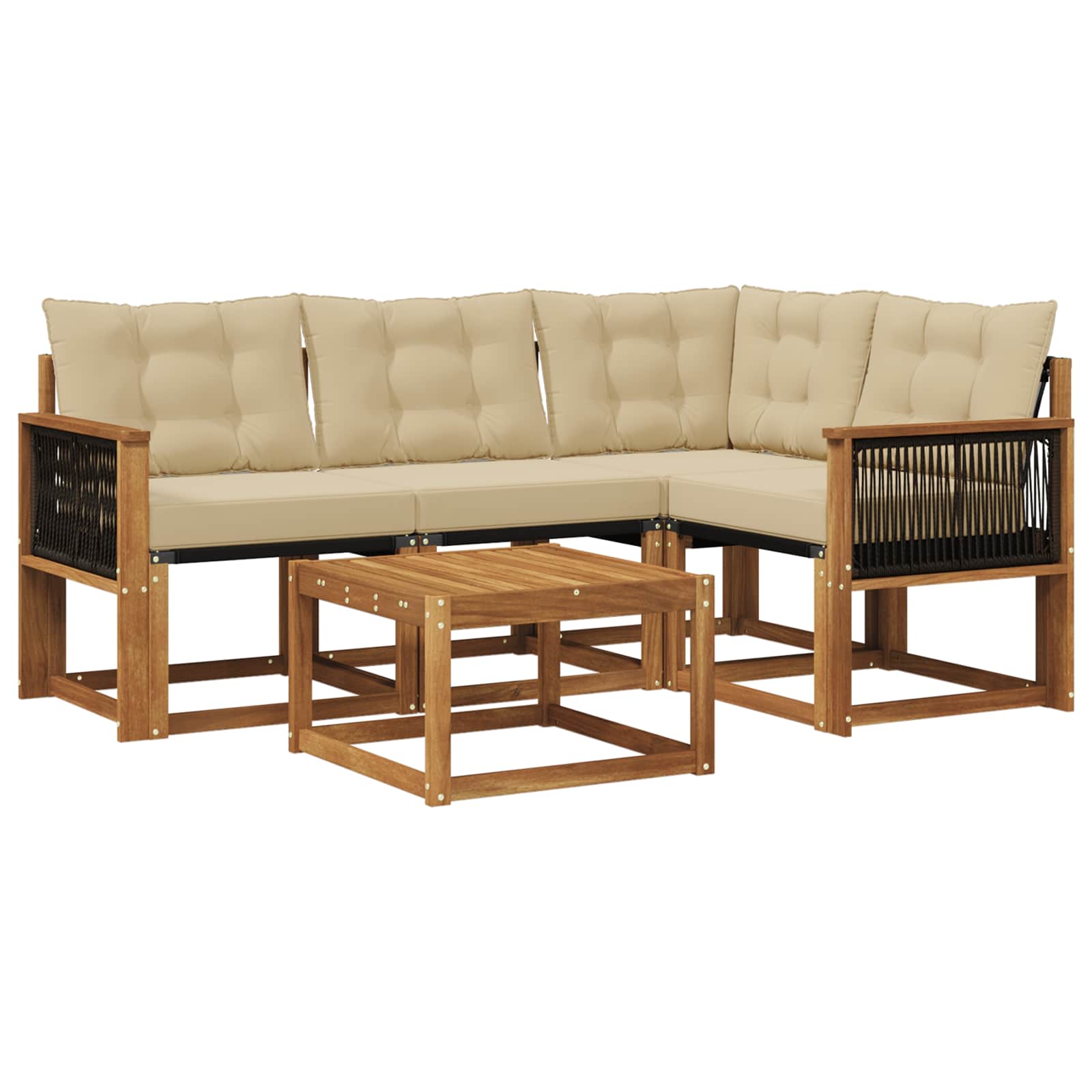 Outdoor-Sofagarnitur 5 stk. Natur und Beige