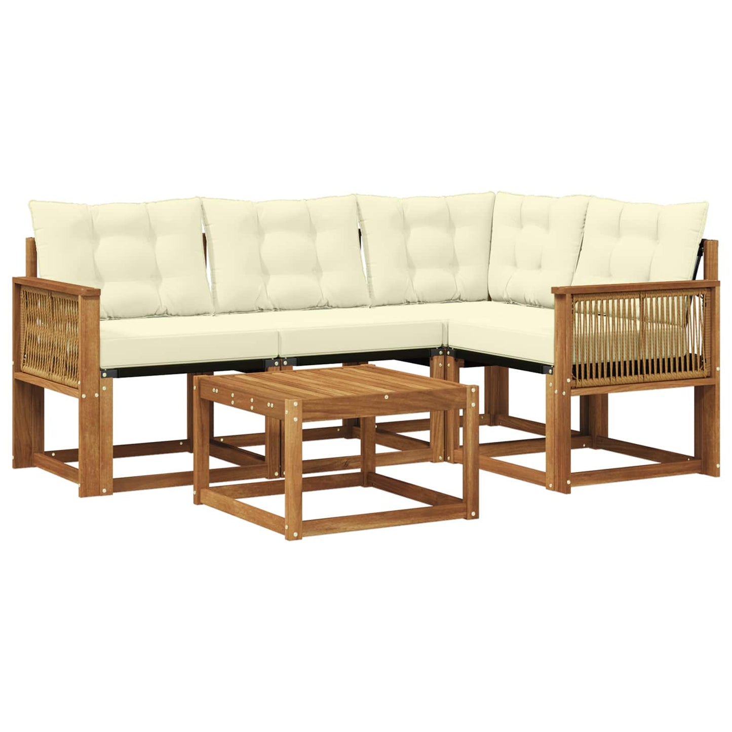 Outdoor-Sofagarnitur mit Kissen 5 pcs Natur und Creme