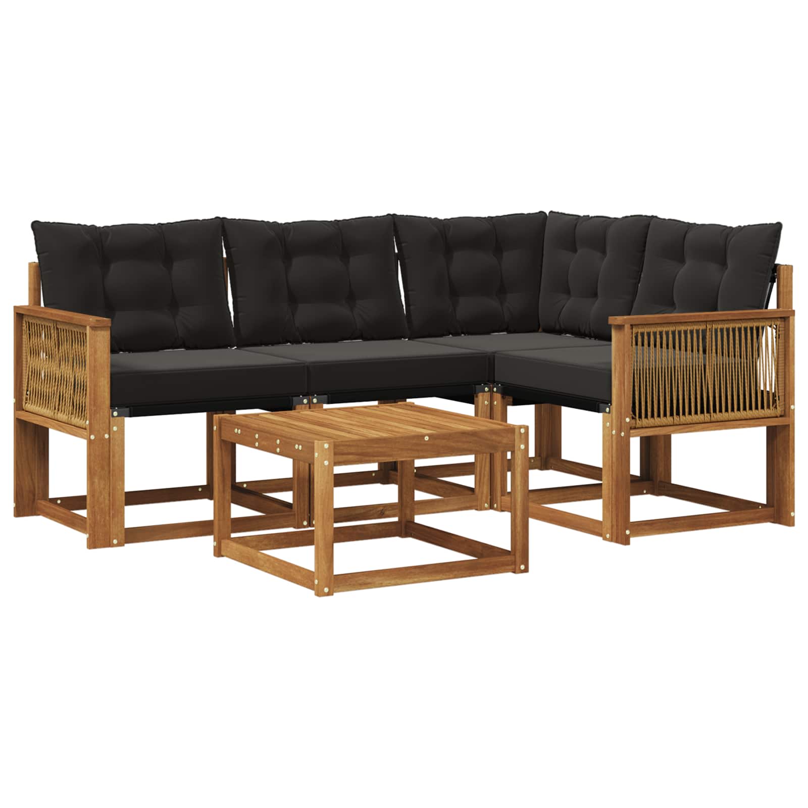 Outdoor-Sofagarnitur mit Kissen 5 pcs Natürlich und Schwarz
