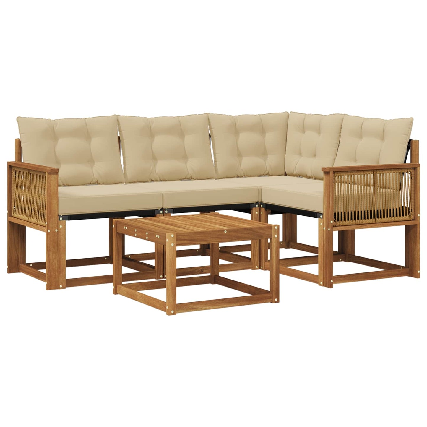 Outdoor-Sofagarnitur mit Kissen 5 pcs Natur und Beige