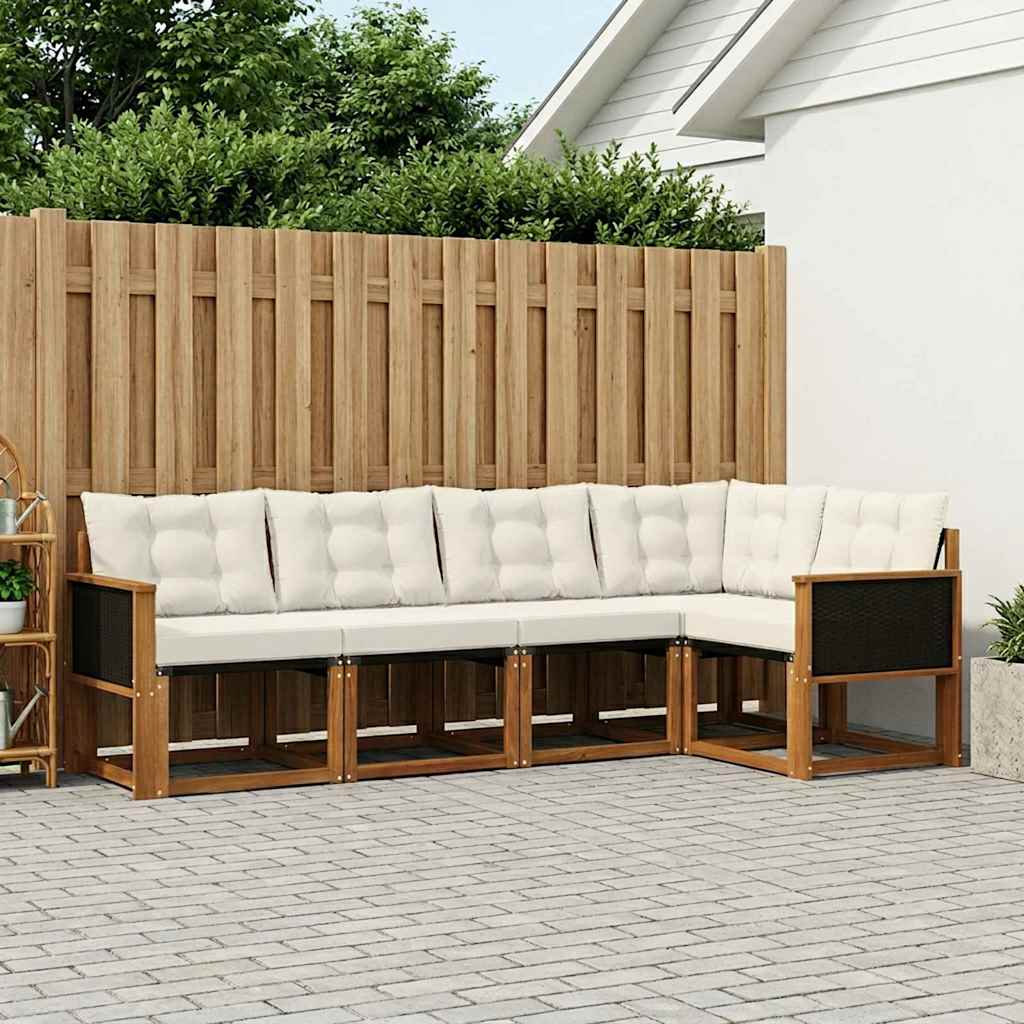 Outdoor-Sofagarnitur 5 stk. Natur und Creme