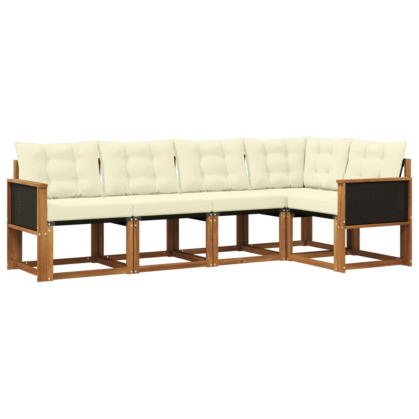 Outdoor-Sofagarnitur 5 stk. Natur und Creme
