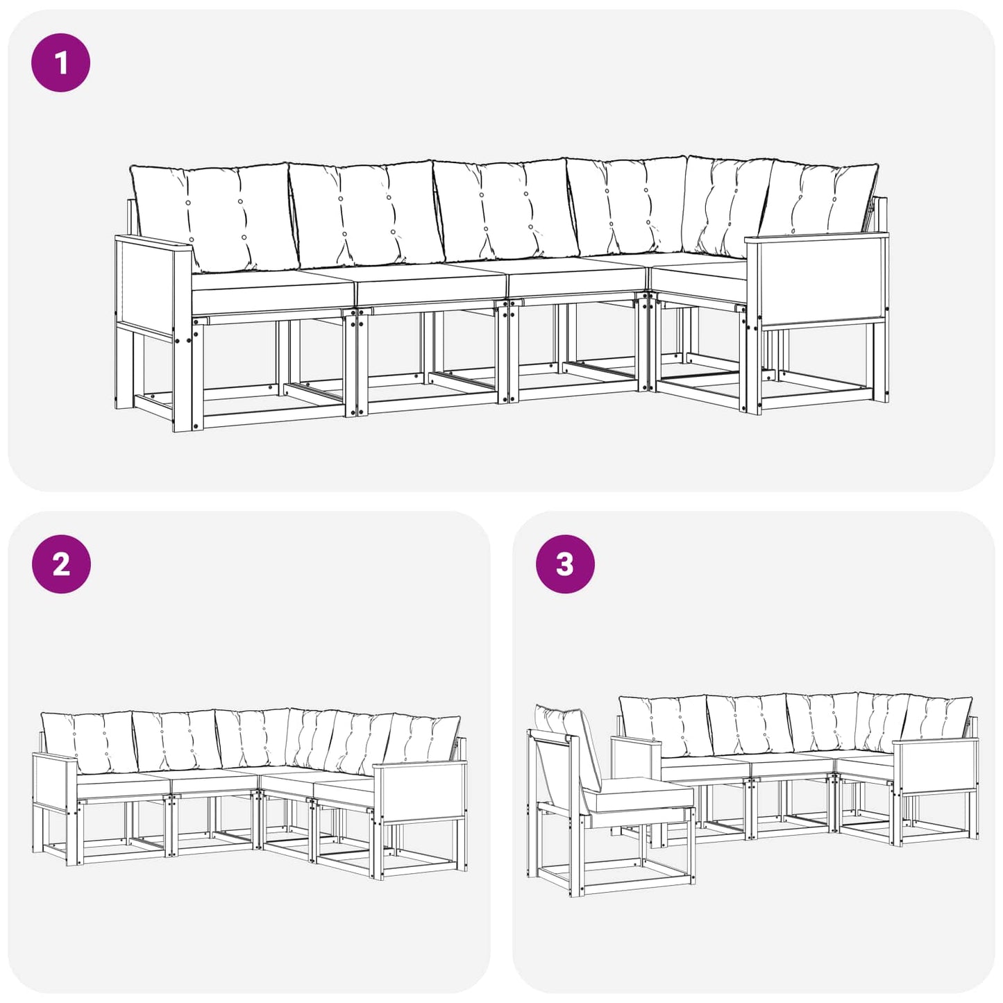 Outdoor-Sofagarnitur 5 stk. Natur und Creme
