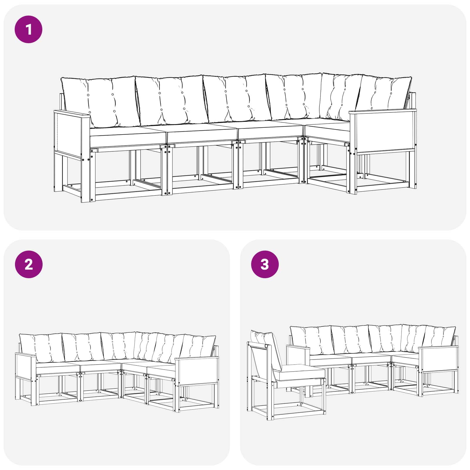 Outdoor-Sofagarnitur 5 stk. Natur und Creme