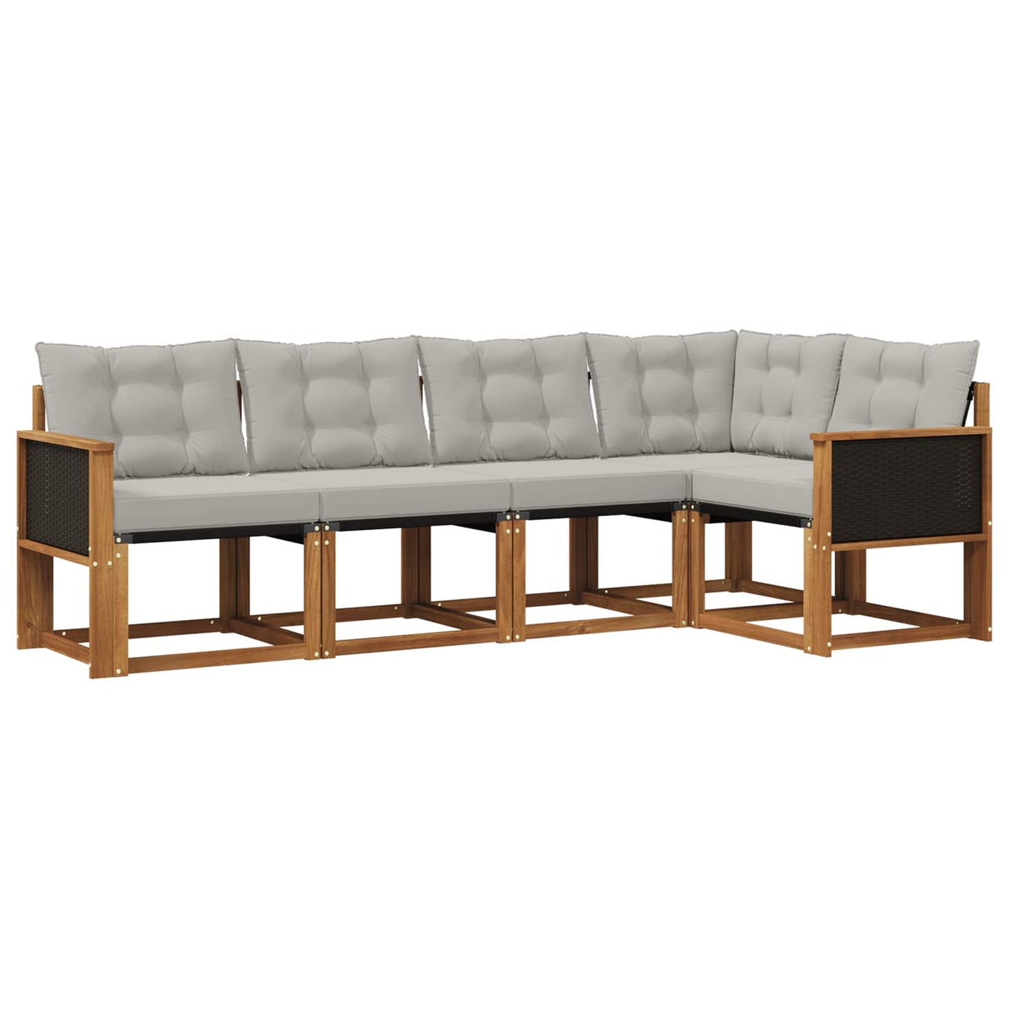 Outdoor-Sofagarnitur mit Kissen 5 pcs Natürlich und Hellgrau