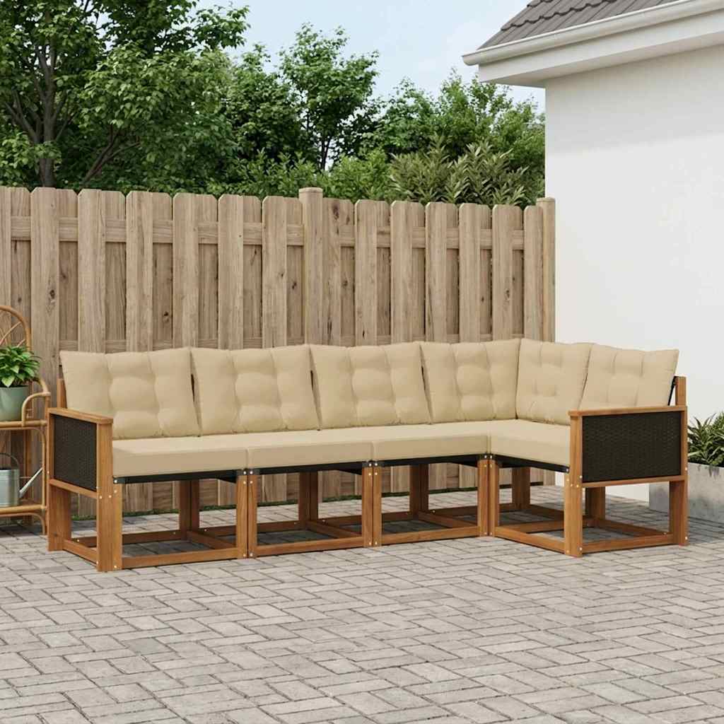 Outdoor-Sofagarnitur 5 stk. Natur und Beige