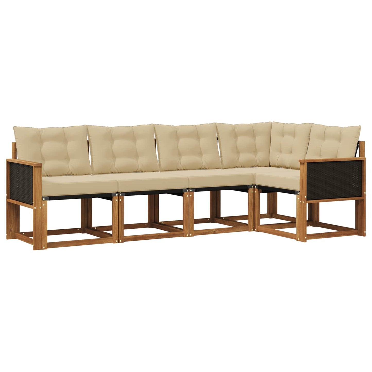 Outdoor-Sofagarnitur 5 stk. Natur und Beige