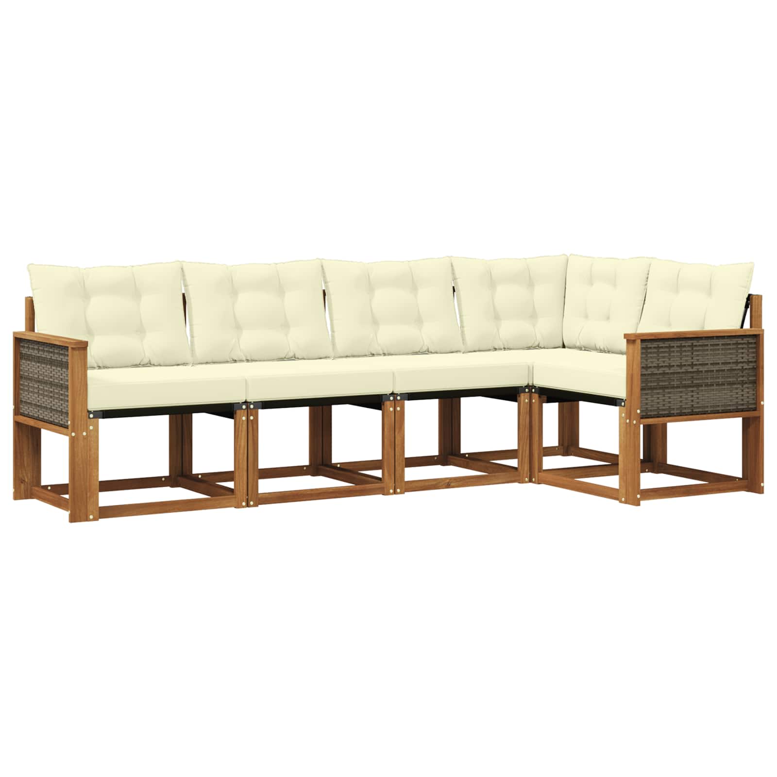 Outdoor-Sofagarnitur mit Kissen 5 pcs Natur und Creme