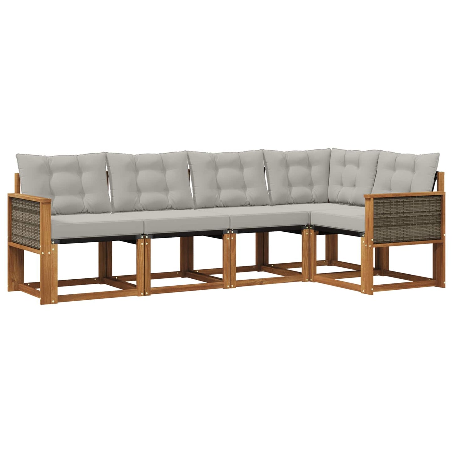 Outdoor-Sofagarnitur mit Kissen 5 pcs Natürlich und Hellgrau