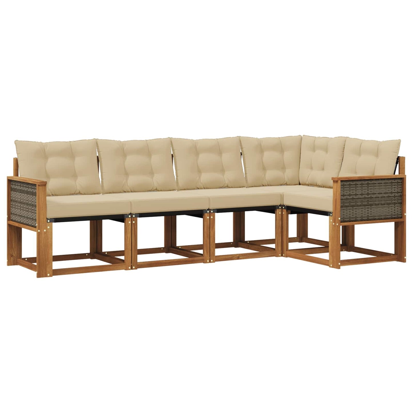 Outdoor-Sofagarnitur 5 stk. Natur und Beige