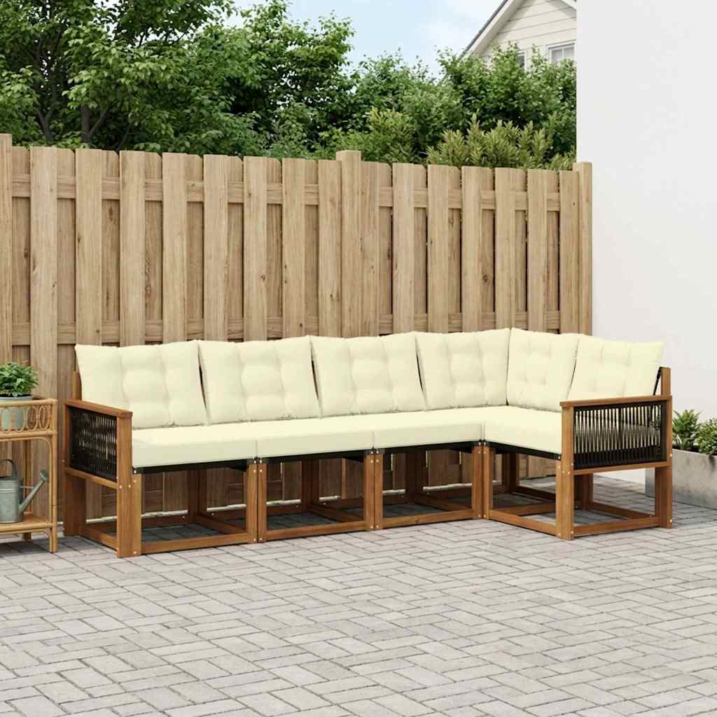 Outdoor-Sofagarnitur 5 stk. Natur und Creme