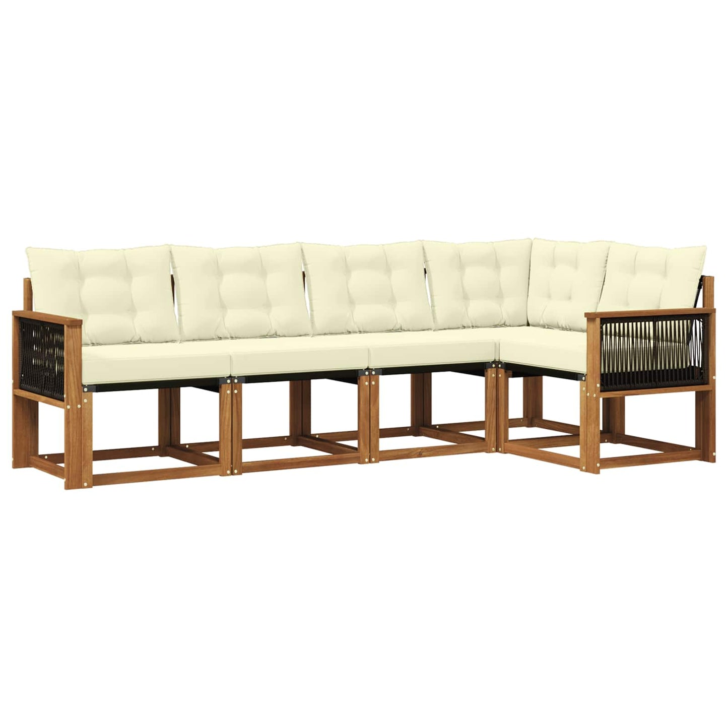 Outdoor-Sofagarnitur 5 stk. Natur und Creme