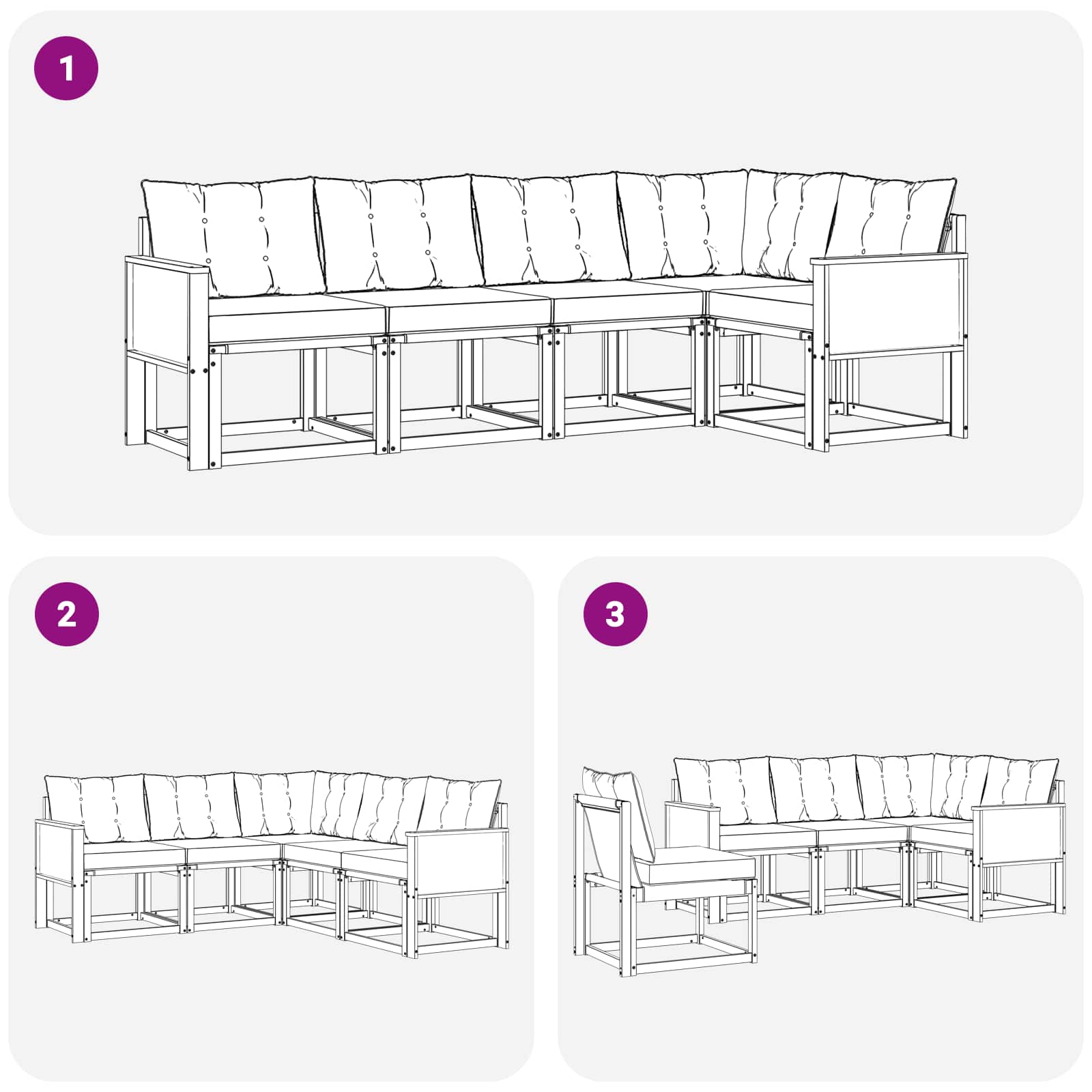 Outdoor-Sofagarnitur 5 stk. Natur und Creme