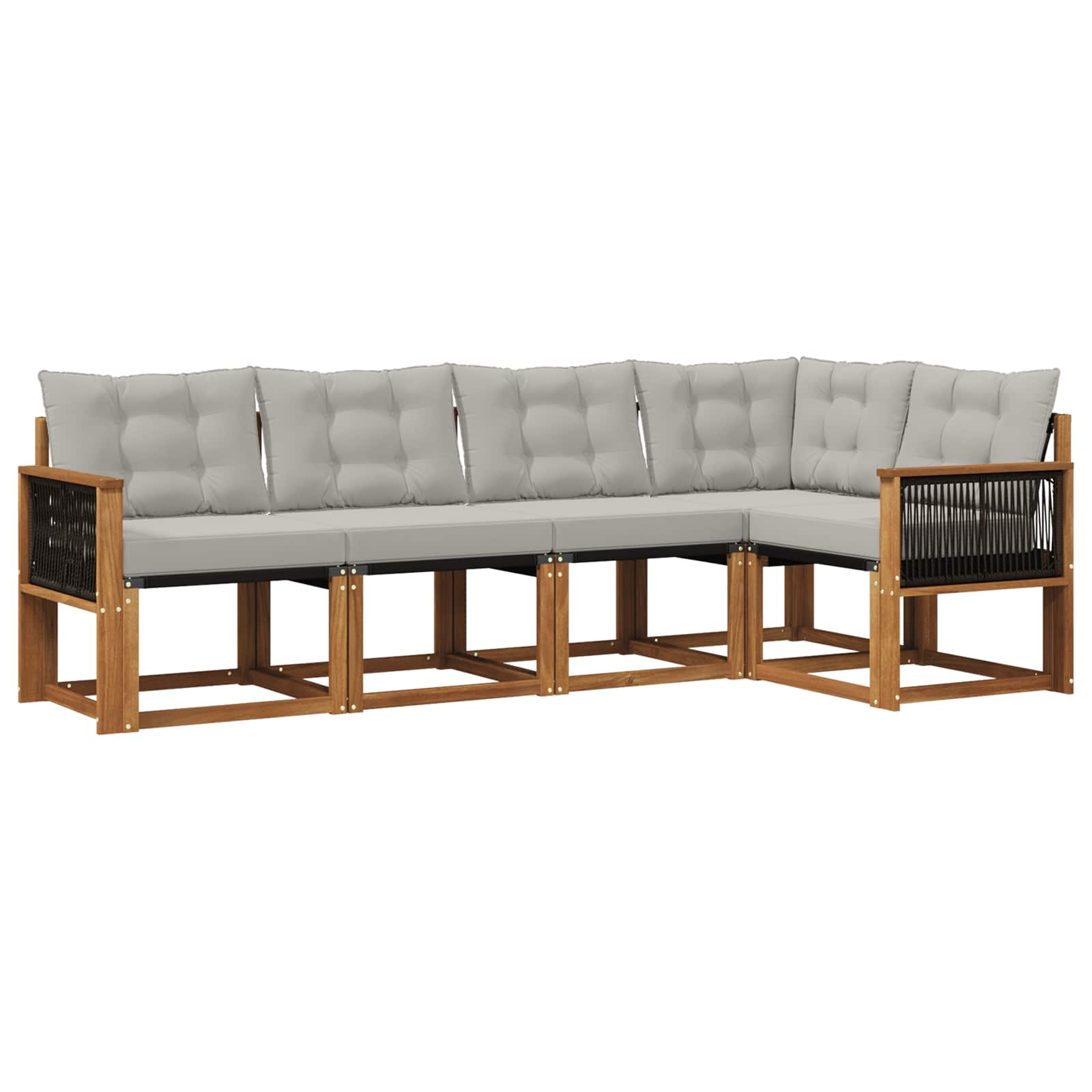 Outdoor-Sofagarnitur mit Kissen 5 pcs Natürlich und Hellgrau