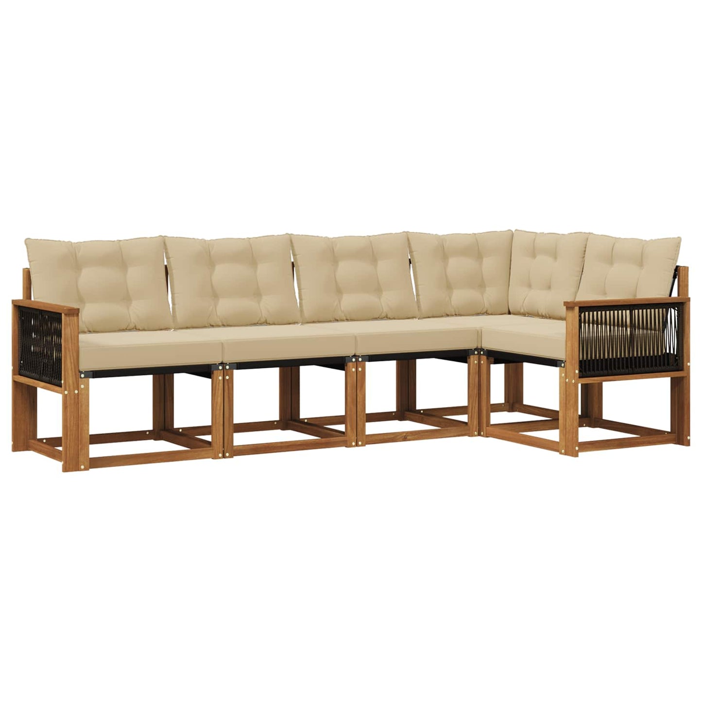 Outdoor-Sofagarnitur 5 stk. Natur und Beige