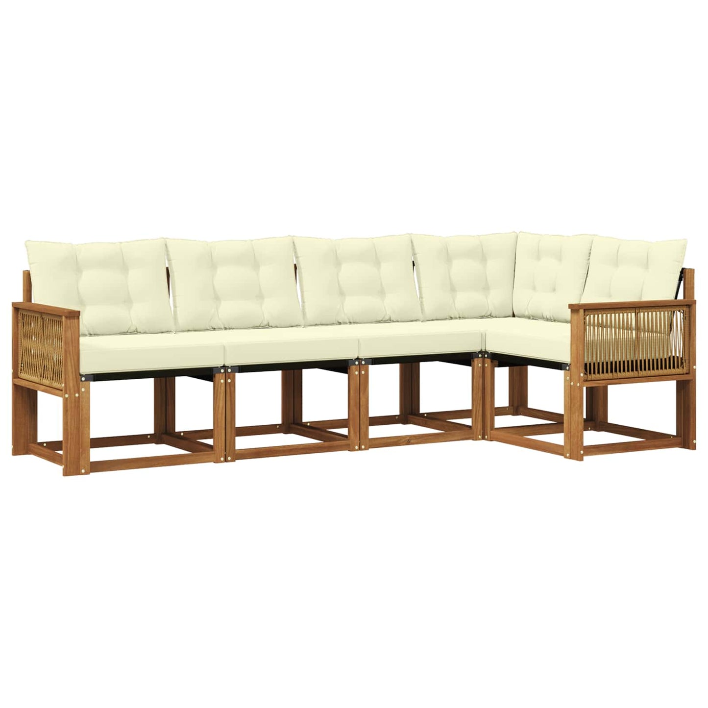 Outdoor-Sofagarnitur mit Kissen 5 pcs Natur und Creme