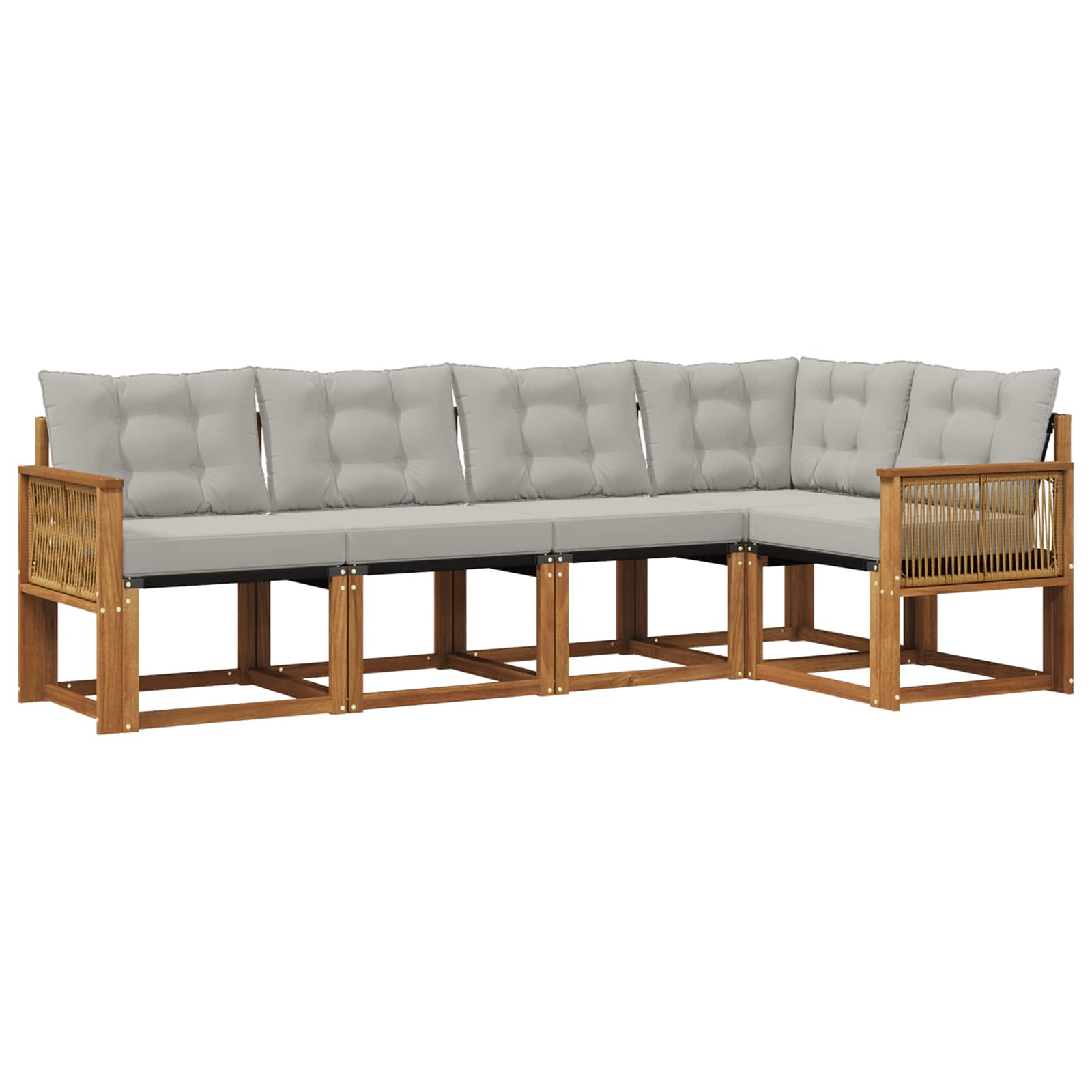 Outdoor-Sofagarnitur mit Kissen 5 pcs Natürlich und Hellgrau