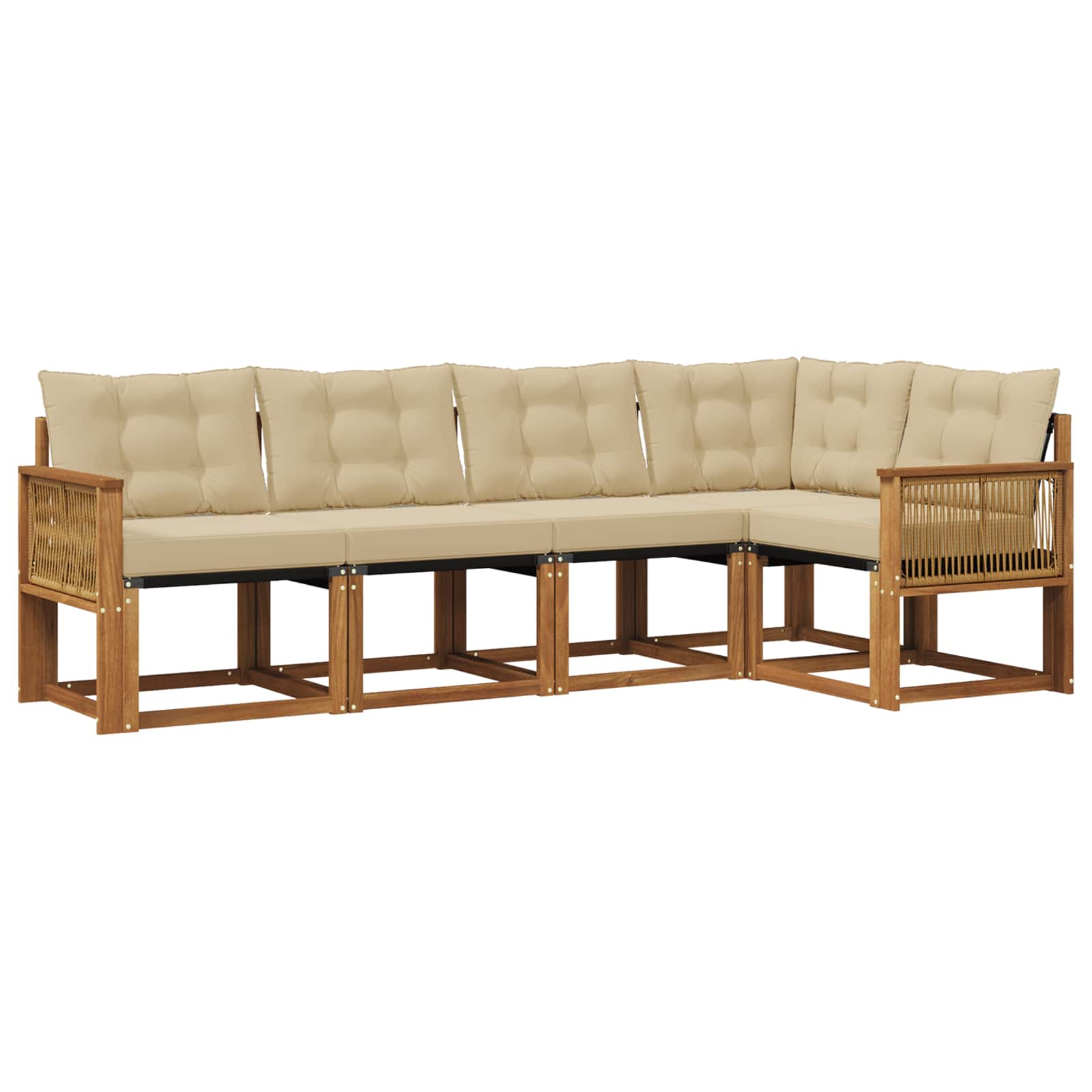 Outdoor-Sofagarnitur mit Kissen 5 pcs Natur und Beige