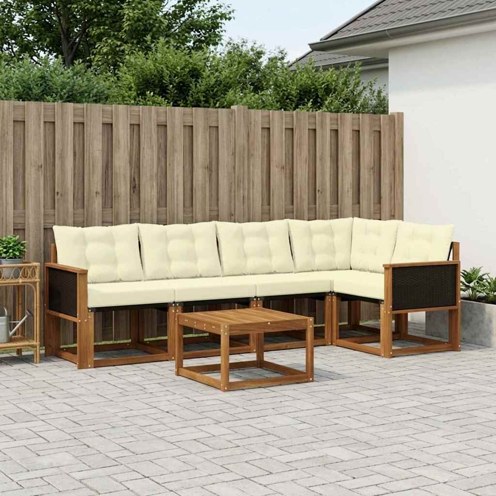 Outdoor-Sofagarnitur 6 stk. Natur und Creme