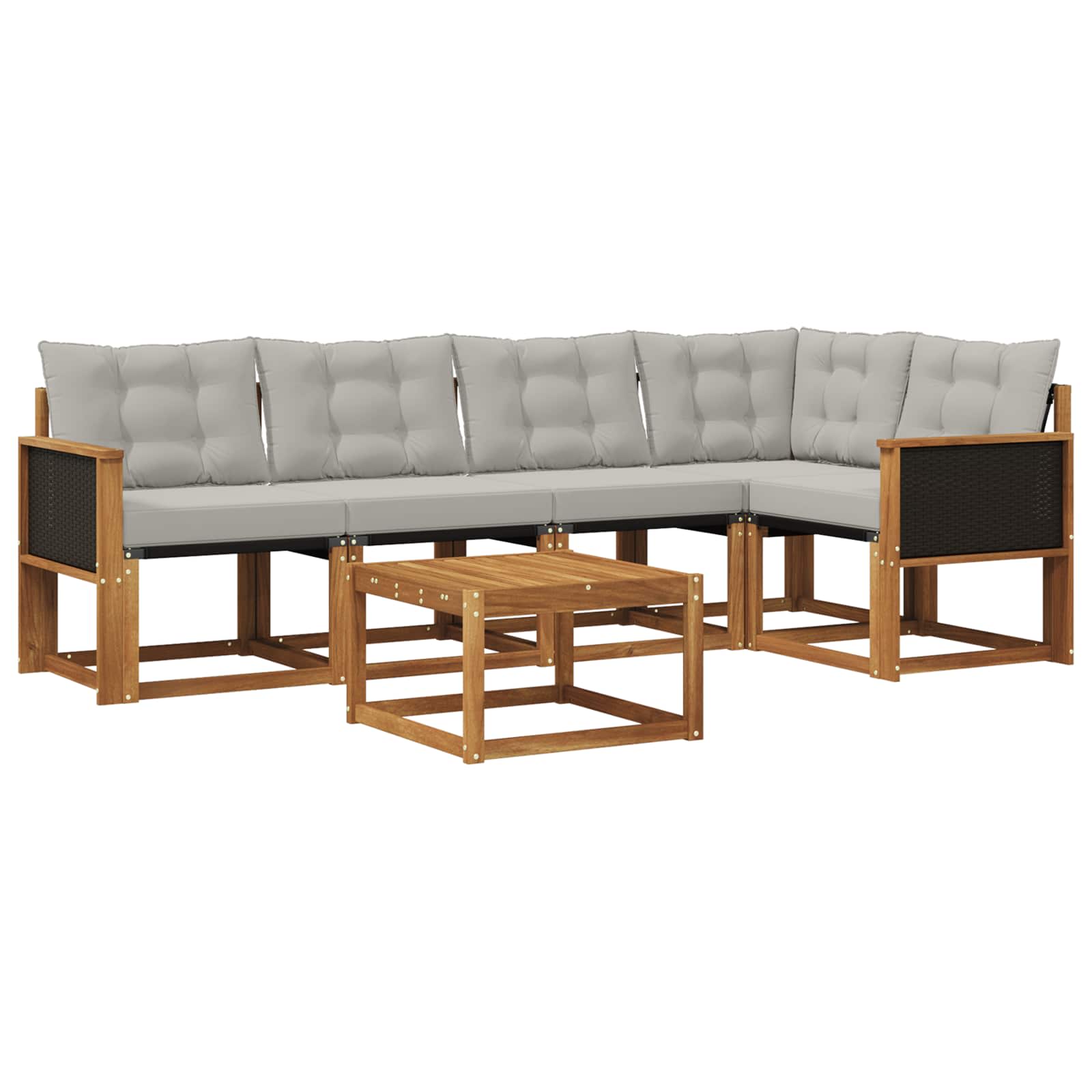 Outdoor-Sofagarnitur mit Kissen 6 pcs Natürlich und Hellgrau