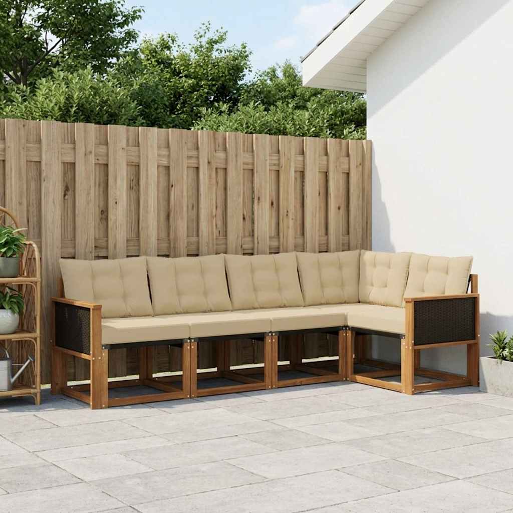 Outdoor-Sofagarnitur 6 stk. Natur und Beige