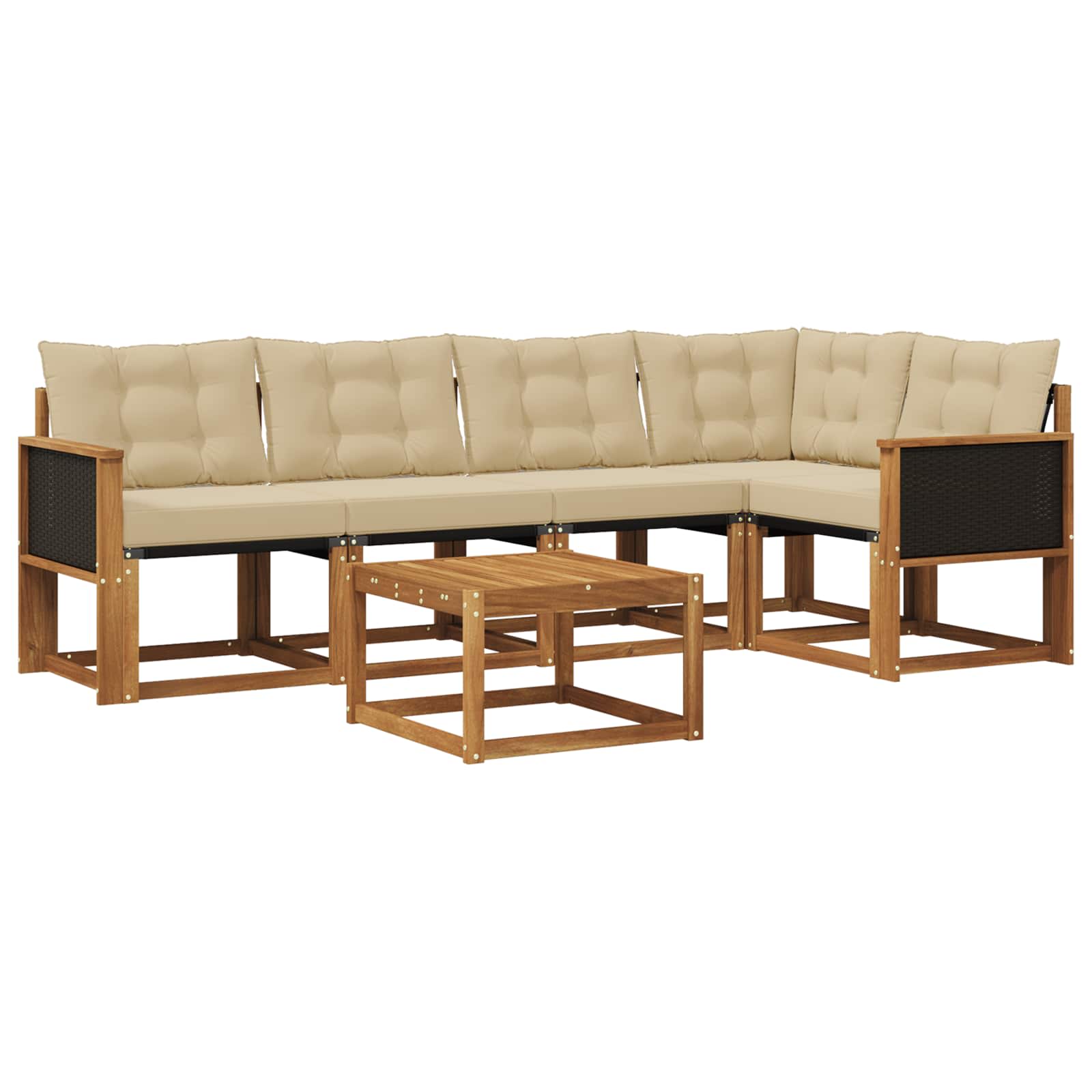Outdoor-Sofagarnitur 6 stk. Natur und Beige