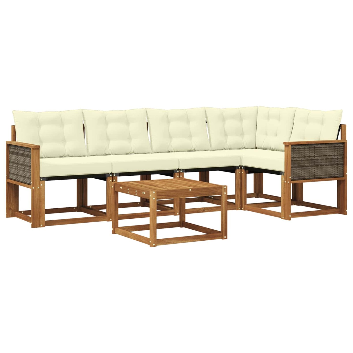 Outdoor-Sofagarnitur mit Kissen 6 pcs Natur und Creme