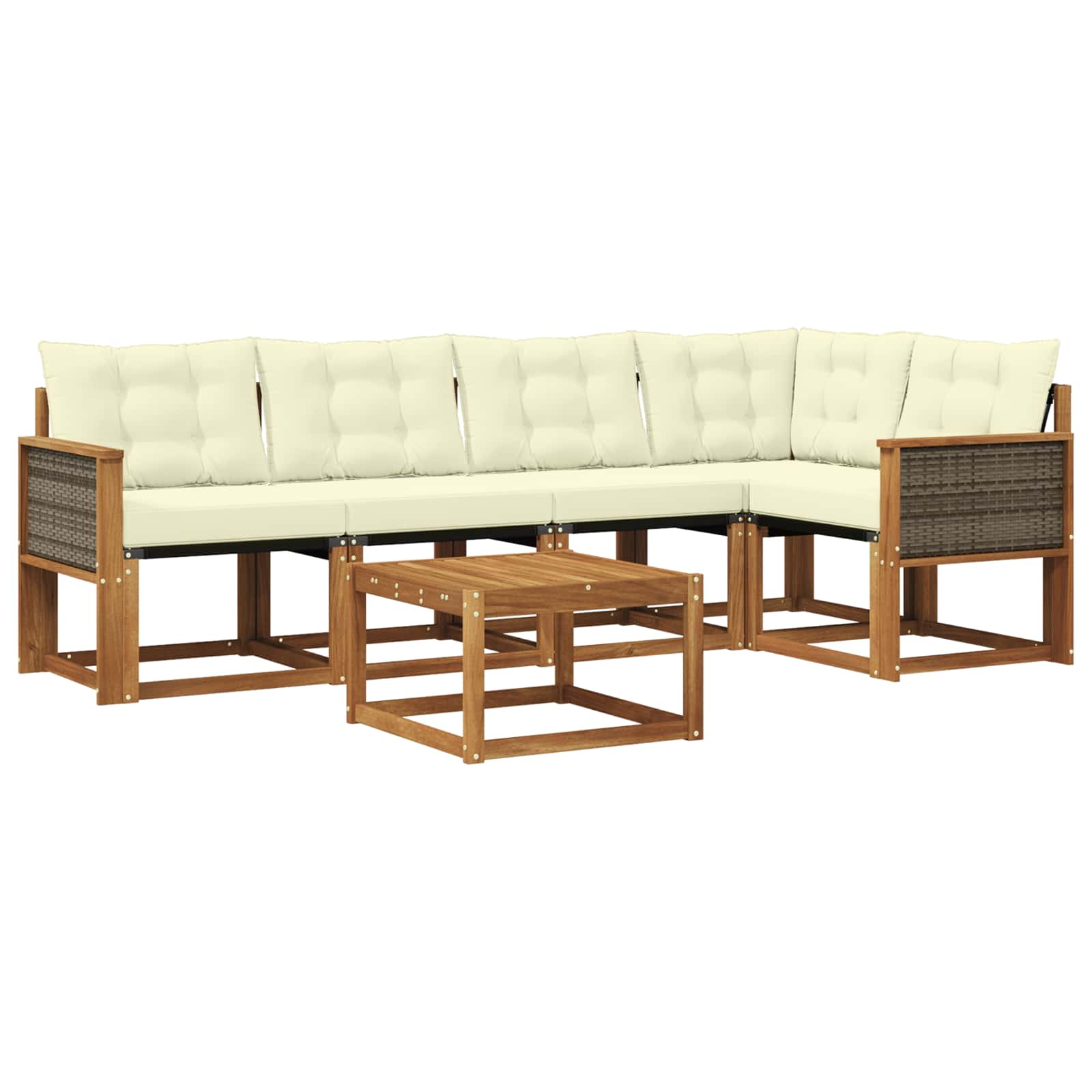 Outdoor-Sofagarnitur mit Kissen 6 pcs Natur und Creme