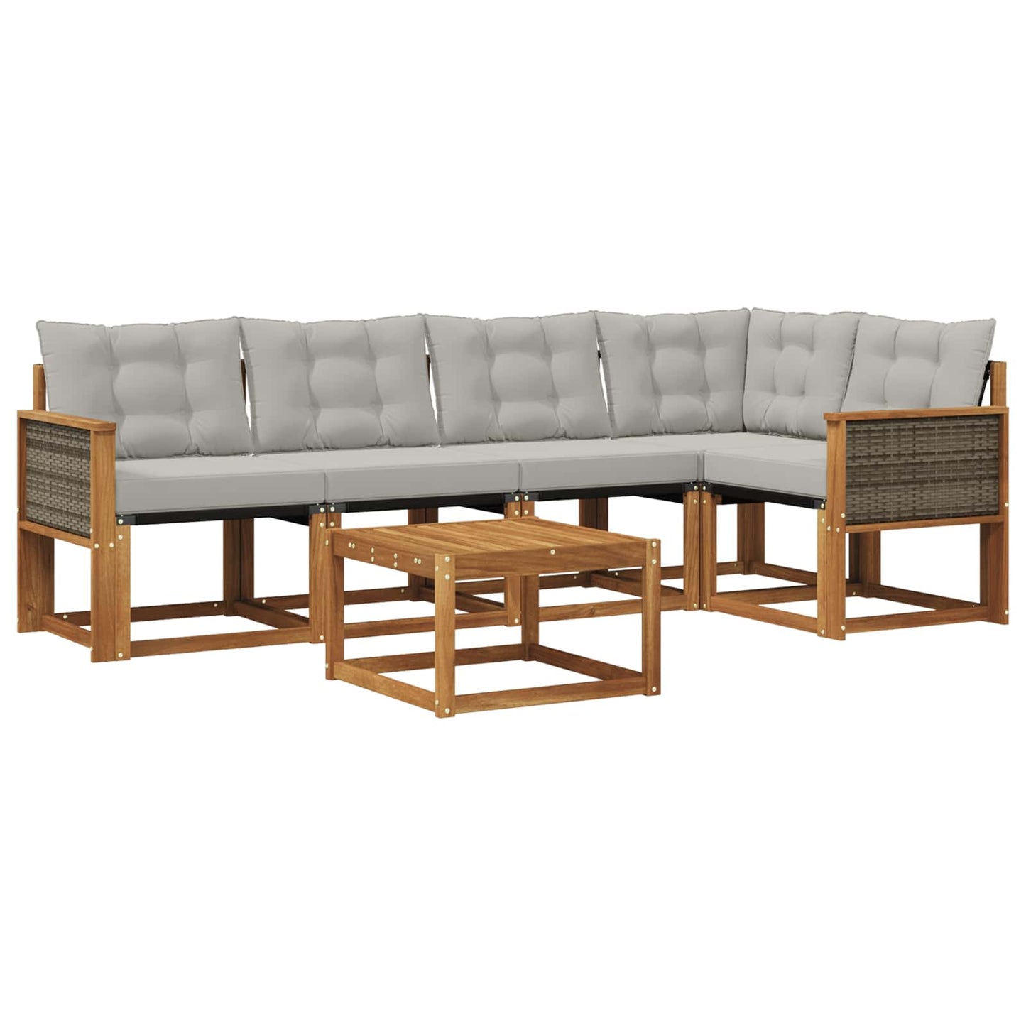 Outdoor-Sofagarnitur mit Kissen 6 pcs Natürlich und Hellgrau