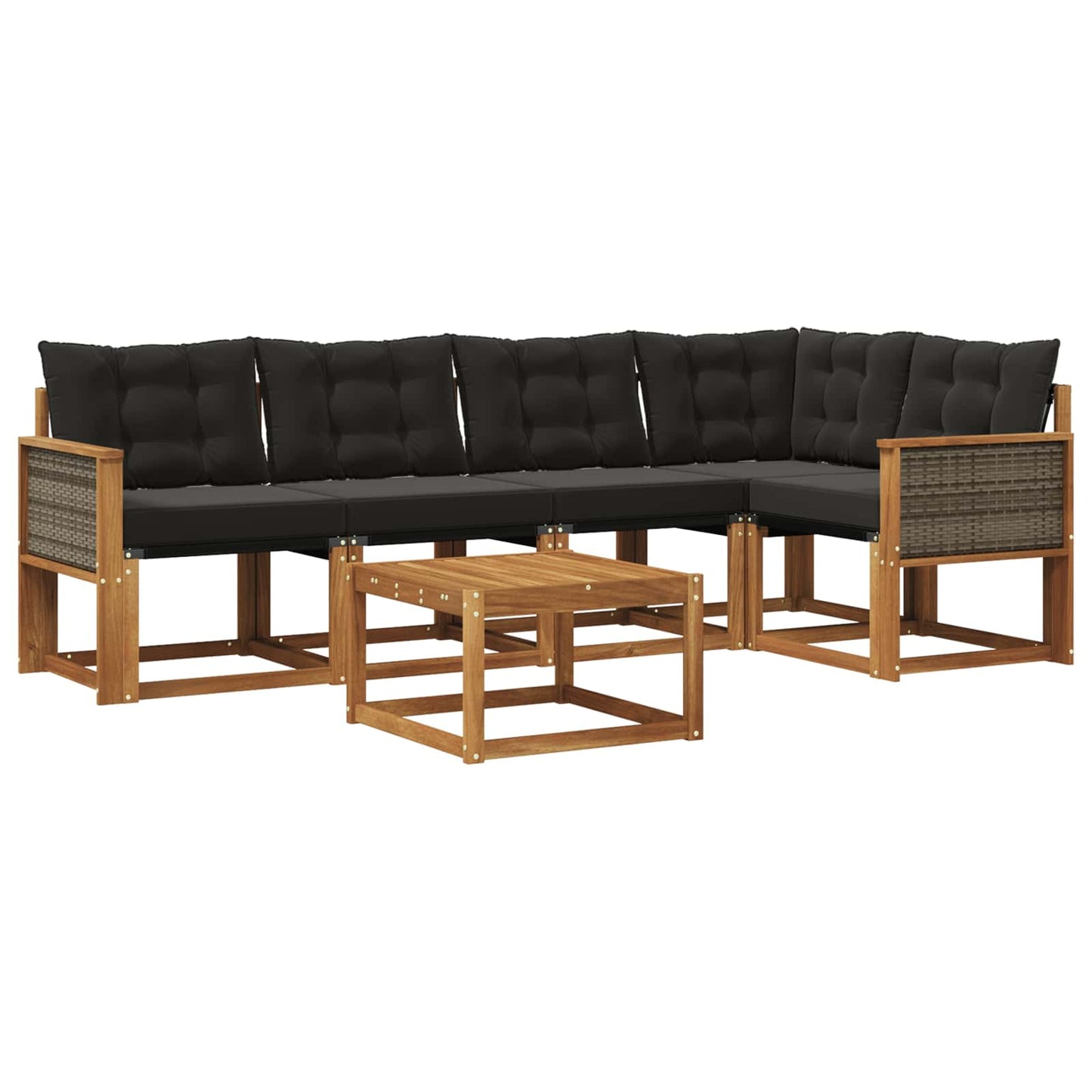 Outdoor-Sofagarnitur mit Kissen 6 pcs Natürlich und Schwarz