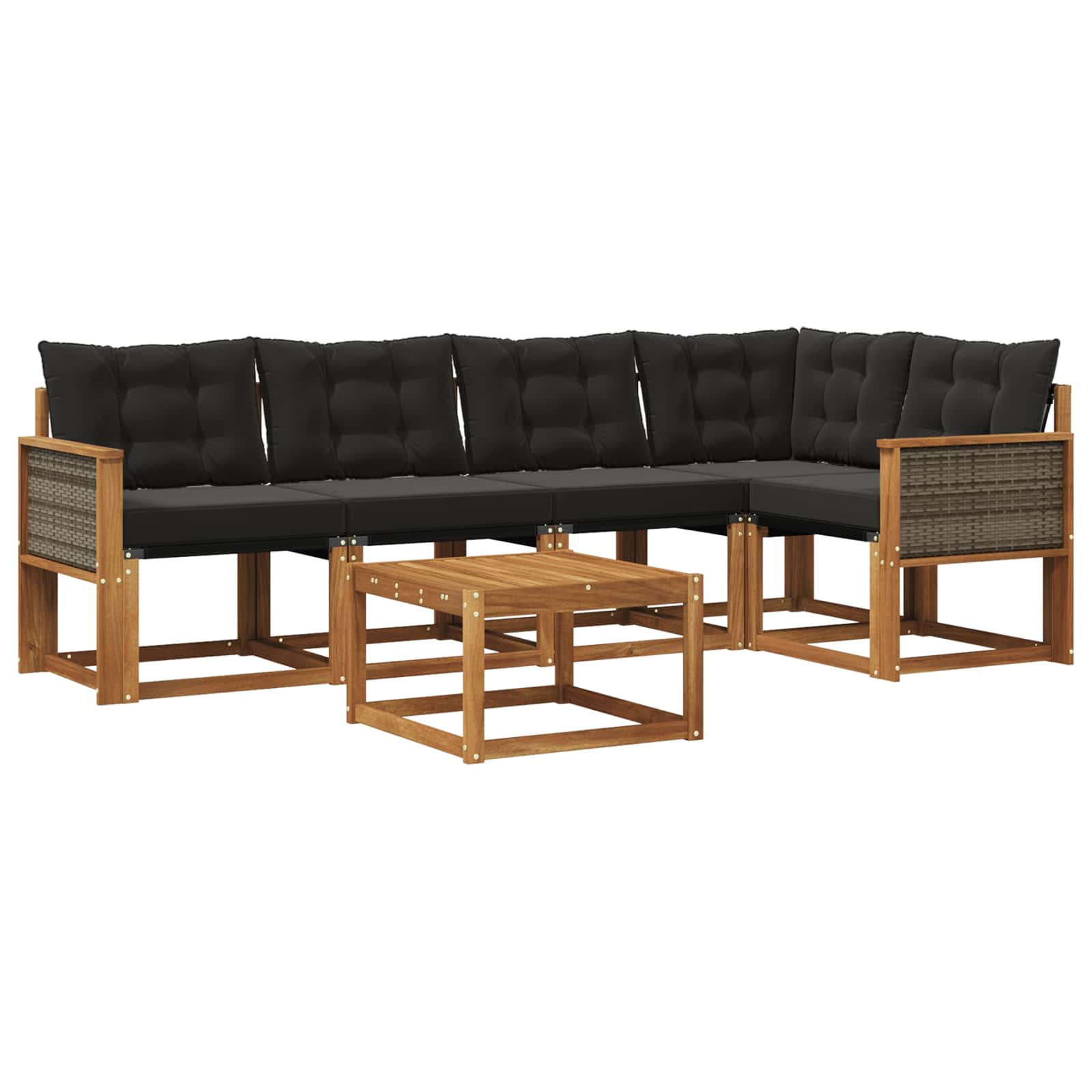 Outdoor-Sofagarnitur mit Kissen 6 pcs Natürlich und Schwarz