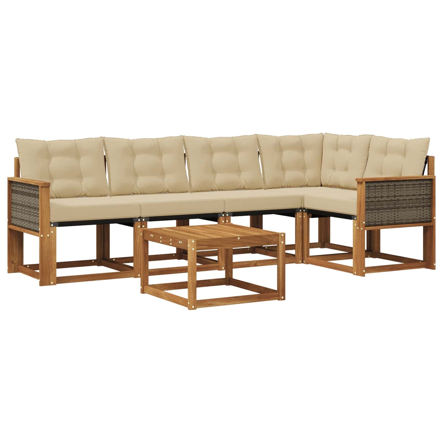 Outdoor-Sofagarnitur mit Kissen 6 pcs Natur und Beige