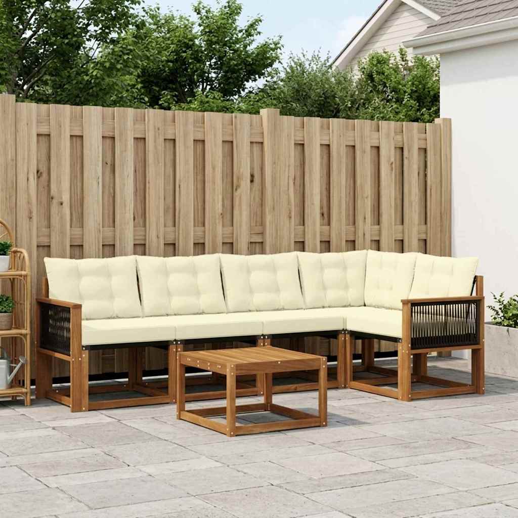 Outdoor-Sofagarnitur 6 stk. Natur und Creme