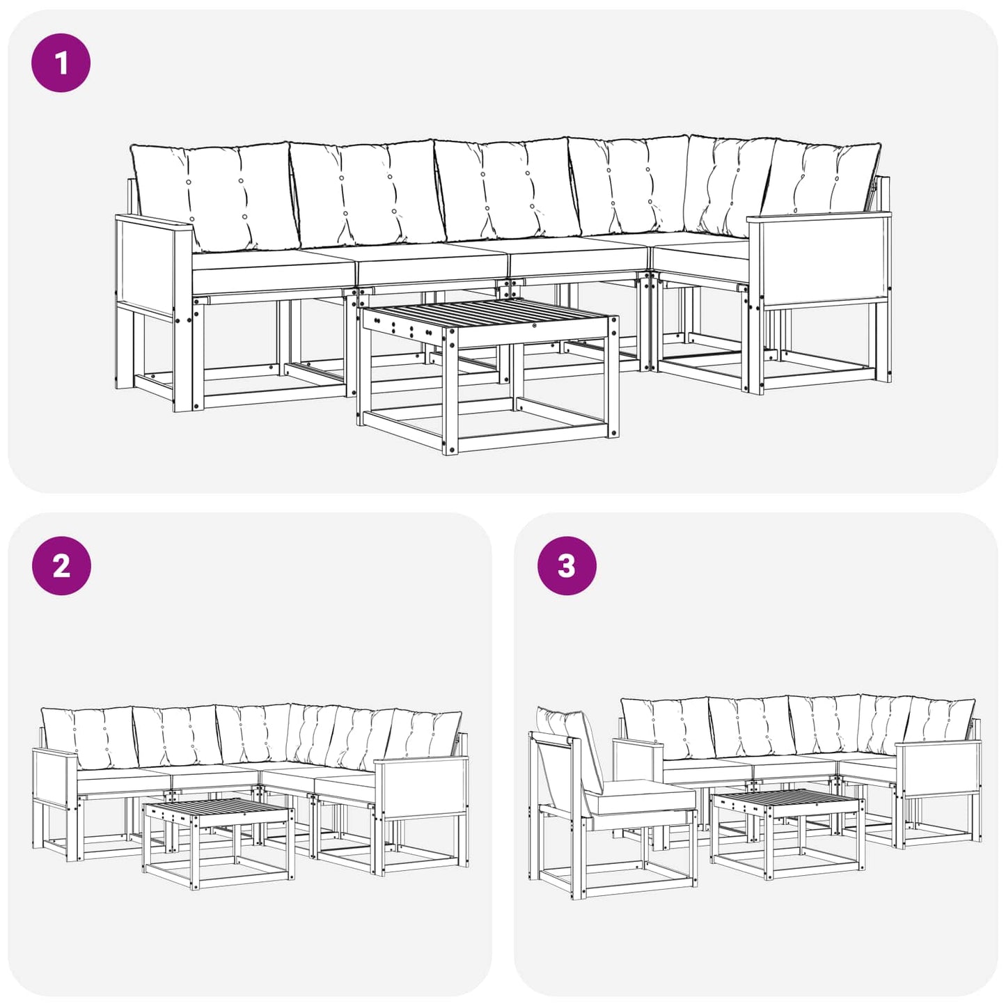 Outdoor-Sofagarnitur 6 stk. Natur und Creme
