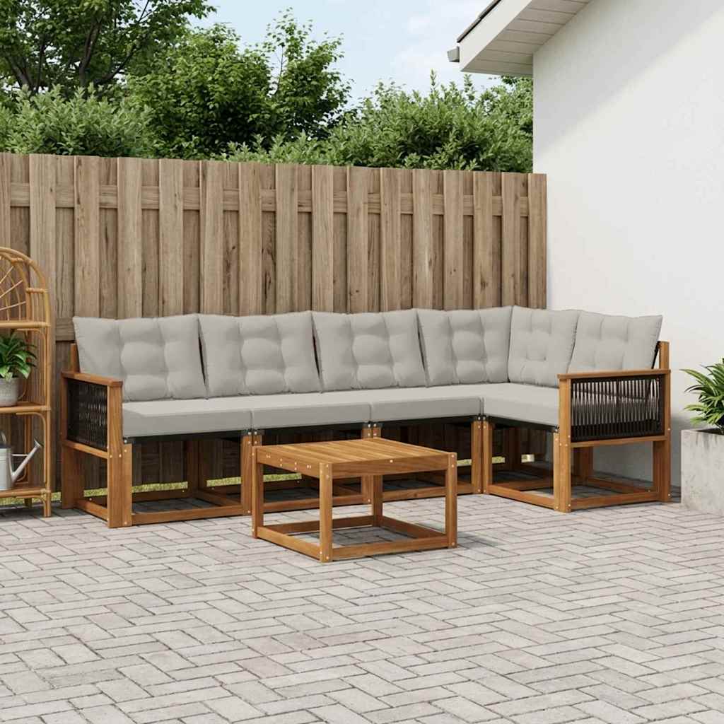 Outdoor-Sofagarnitur mit Kissen 6 pcs Natürlich und Hellgrau
