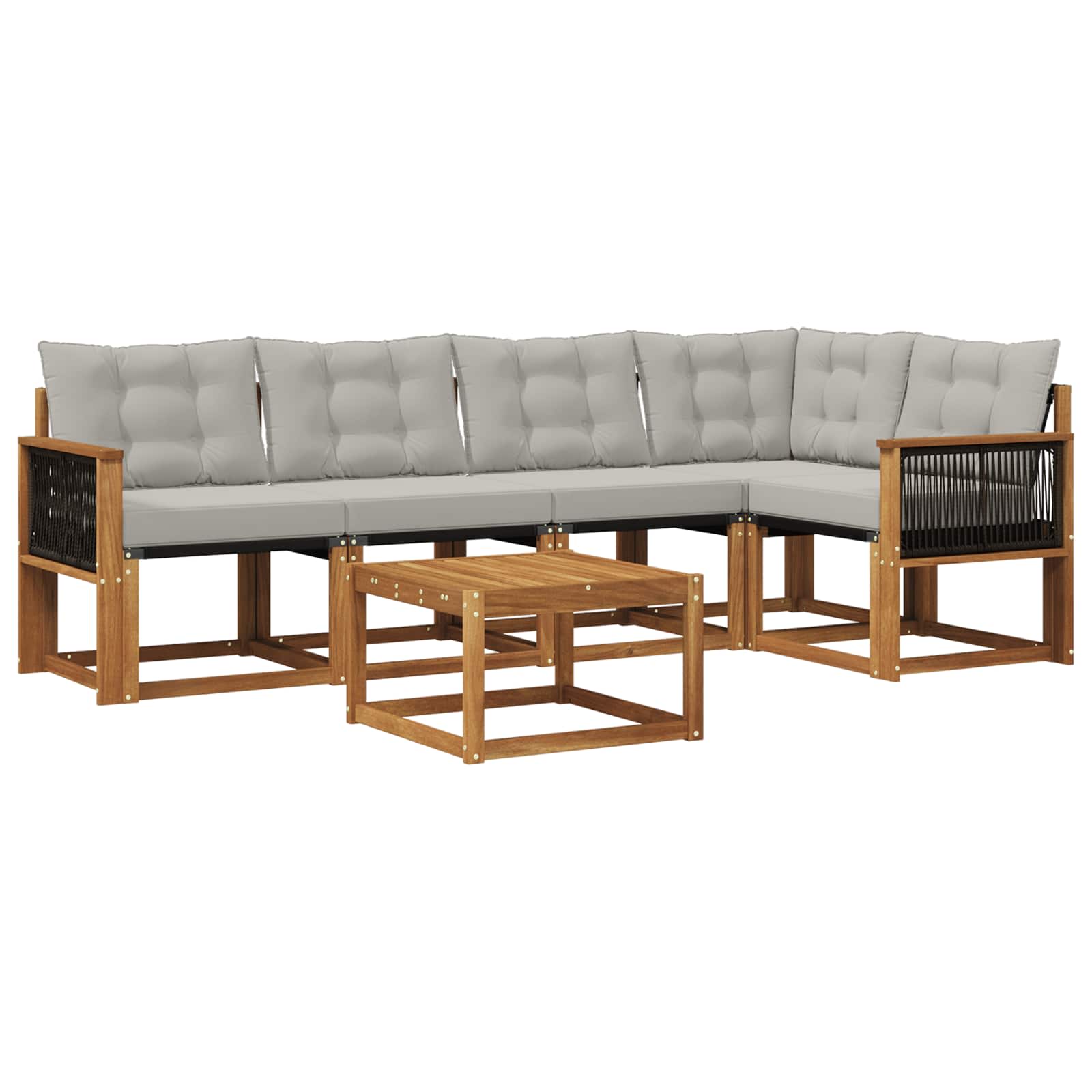 Outdoor-Sofagarnitur mit Kissen 6 pcs Natürlich und Hellgrau