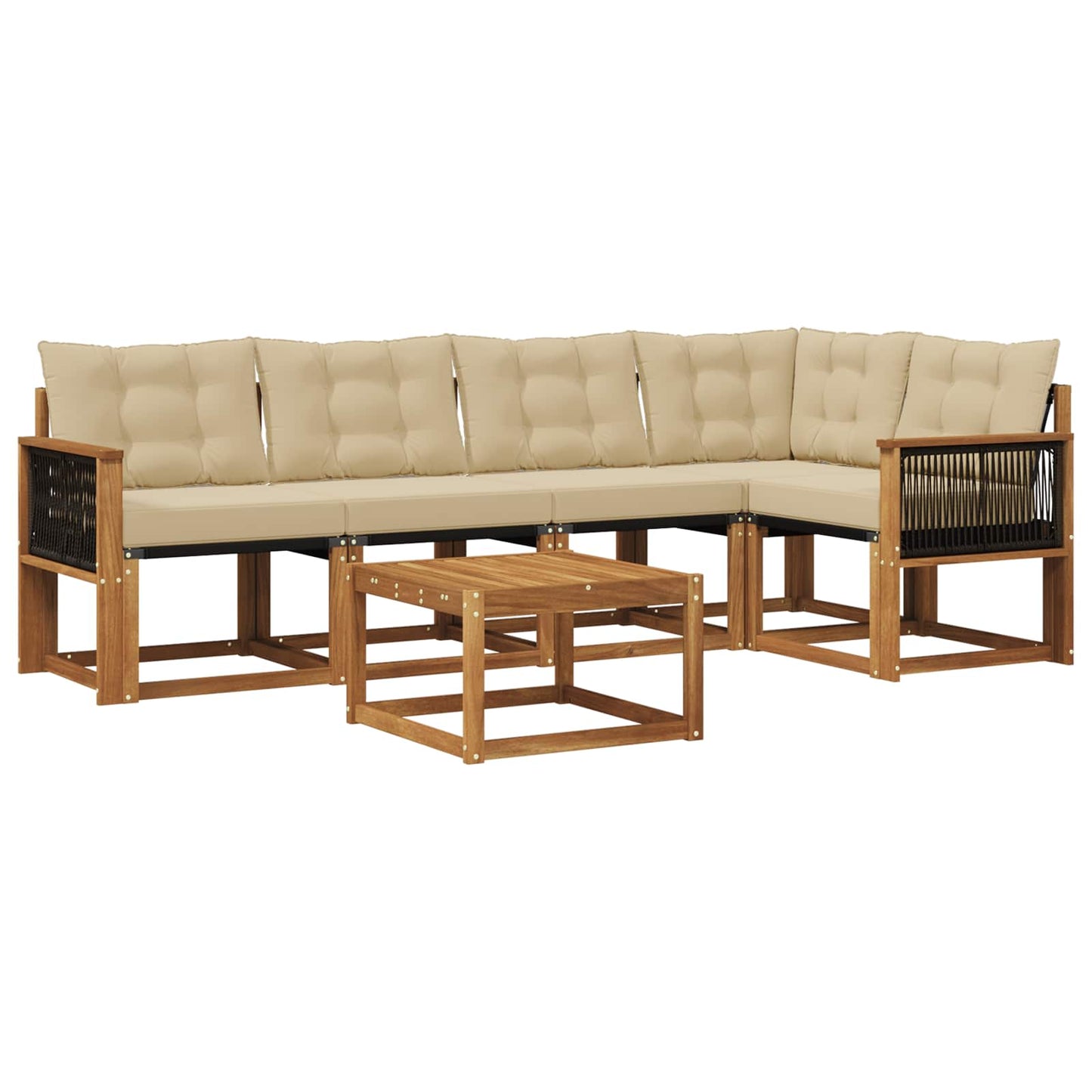 Outdoor-Sofagarnitur mit Kissen 6 pcs Natur und Beige