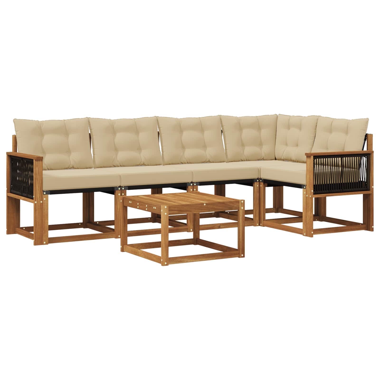 Outdoor-Sofagarnitur mit Kissen 6 pcs Natur und Beige