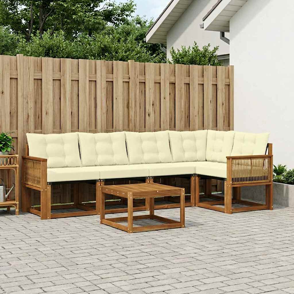 Outdoor-Sofagarnitur mit Kissen 6 pcs Natur und Creme