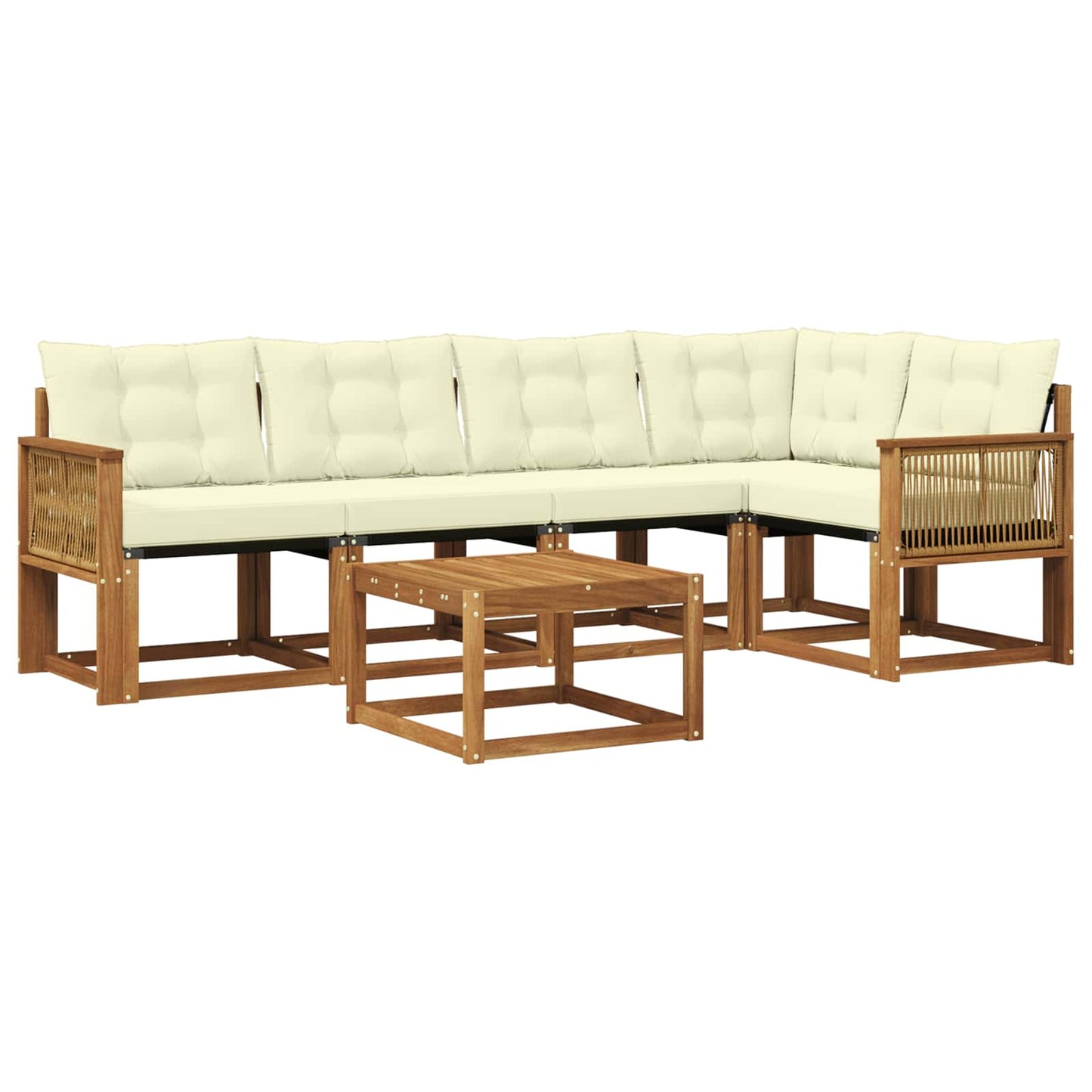 Outdoor-Sofagarnitur mit Kissen 6 pcs Natur und Creme