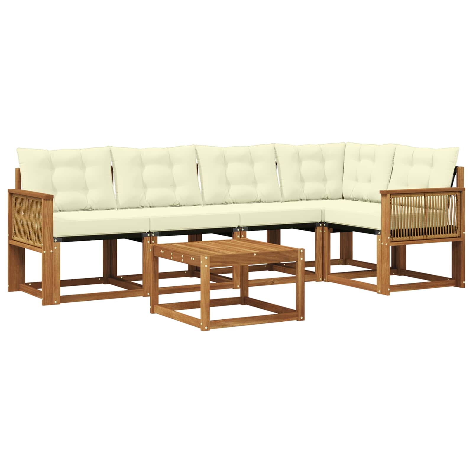 Outdoor-Sofagarnitur mit Kissen 6 pcs Natur und Creme